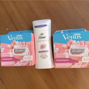 9 PC BUNDLE❗️🪒 8 Venus Razor Refill Cartridges & Dove Waterlily/Sakura Deoderant